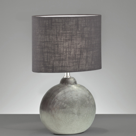 Fischer & Honsel  tafellamp Foro, antiek zilver met antraciet kap