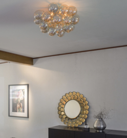 By Rydéns plafondlamp Gross 50 cm, chroom met amber glas incl. licht bron