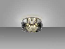 Plafondlamp Crystel, chroom met glas