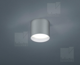 Plafondlamp Dora led, rond silber met gesatineerd glas