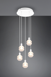 Trio lighting hanglamp Mela, 5-lichts wit met glas