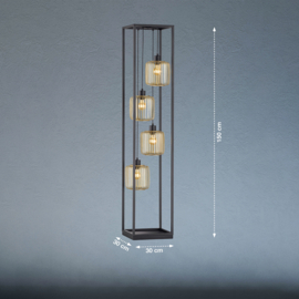 Fischer & Honsel vloerlamp Caydo, zwart-goud