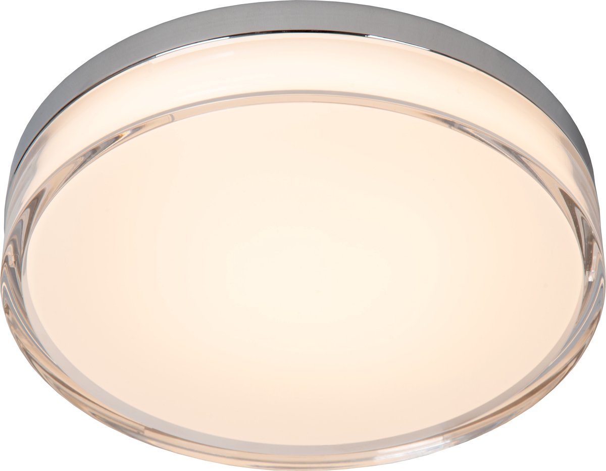 Lucide plafondlamp Plano led, chroom-opaal 28 cm IP44