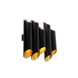 Qazqa wandlamp Whistle, 10-lichts zwart-goud