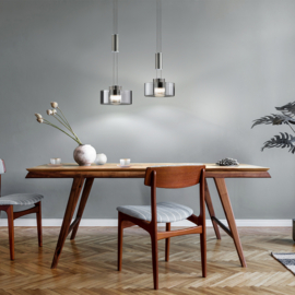 Fischer&honsel hanglamp Lavin led, 2-lichts mat nikkel