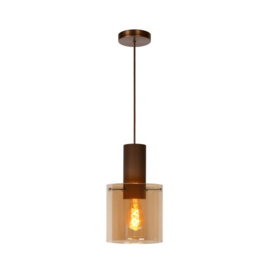 Lucide hanglamp Toledo, koper amber glas