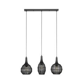 Trio lighting hanglamp Soraya, 3-lichts zwart