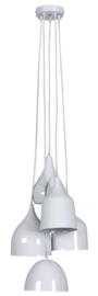 Linea verdace hanglamp Vintage, 5-lichts rond hoogglans wit