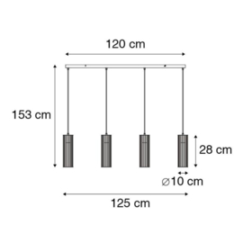 Qazqa hanglamp Balenco Wazo, 4-lichts zwart