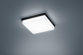 Plafondlamp Cosi led, 21 cm vierkant mat zwart en gesatineerd glas IP30