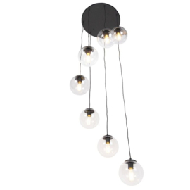 Qazqa hanglamp Pallon, 7-lichts zwart