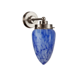 Wandlamp Traan, kobalt marmer glas