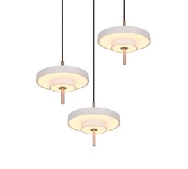 Trio lighting hanglamp Keaton led, 3-lichts warm grijs
