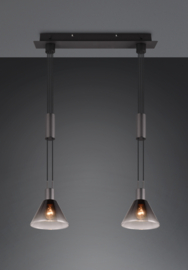Trio lighting hanglamp Stanley, 2-lichts zwart