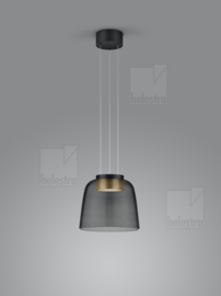 Helestra  hanglamp Romo led, 1-lichts zwart - goud en smoke glas