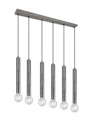 Trio lighting hanglamp Clermont,  6-lichts mat nikkel incl licht bron