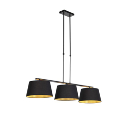 Qazqa  hanglamp Combi 3 de lux, zwart met goud