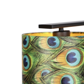 Qazqa  hanglamp Combi 3 Deluxe, 3-lichts velours pauw met goud
