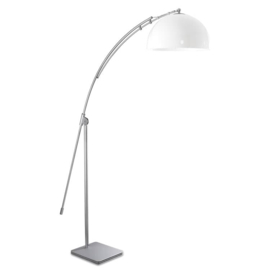 Pujol Lighting vloerlamp Retro, mat nikkel kap wit-rood-geel-zwart