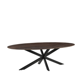 Label 51 Eettafel James, espresso mangohout | zwart metaal 240 cm