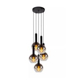 Lucide hanglamp Marius, 5-lichts rookglas