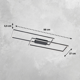 Fischer & Honsel plafondlamp Seth led, mat zwart 98 cm incl. afstandsbediening