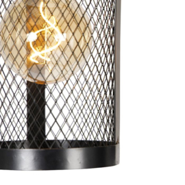 Qazqa hanglamp Cage Robusto 4-lichts zwart met hout