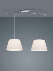 Helestra  hanglamp Certo 2-delig chroom met witte stoffen kap