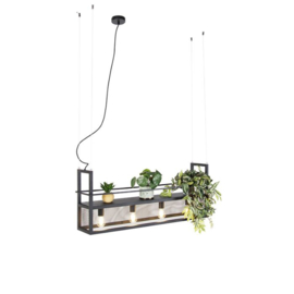Qazqa hanglamp Cage rack, zwart met gaas