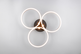 Trio lighting plafondlamp Caruso led, zwart-geborsteld aluminium incl. switch dimmer