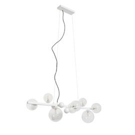 Qazqa hanglamp David, 8-lichts zwart met helder glas