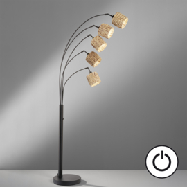 Fischer & Honsel vloerlamp Hyacinthe, 5-lichts zwart