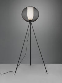 Trio lighting vloerlamp Filo, zwart staal met wit glas