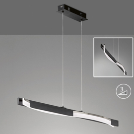 Fischer&honsel hanglamp Bridge led, zwart/nikkel incl. switch dimmer