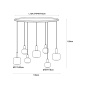 Lucide hanglamp Eloise, 7-lichts met antraciet glas