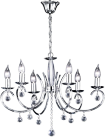Fischer & Honsel  hanglamp Sala, 6-lichts chrome kristal