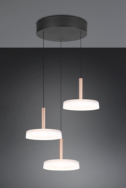 Trio lighting hanglamp Celeste led, 3-lichts caffee met switch dimmer