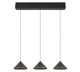 Trio lighting  hanglamp Laguna led, 3-lichts zwart
