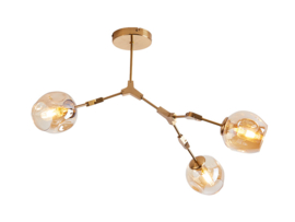 Light trend plafondlamp Atom, 3-lichts messing