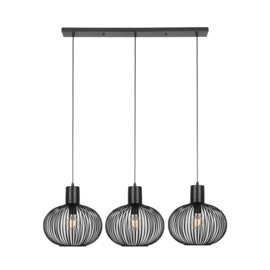 Trio lighting hanglamp Gila, 3-lichts zwart