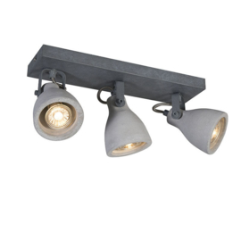 Qazqa plafondspot  Creto, 3-lichts grijs beton incl. licht bron