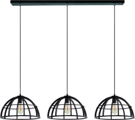 Freelight hanglamp Ferro,  3-lichts zwart-goud met plafondbalk