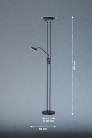 Fischer & Honsel vloerlamp Tallri led, 2-lichts mat zwart