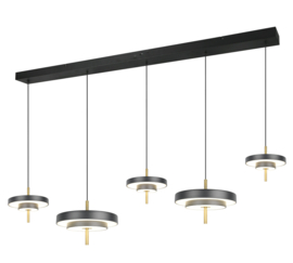 Trio lighting hanglamp Keaton led, 5-lichts zwart