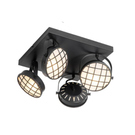 Qazqa plafondspot  Tamina led, 4-lichts zwart