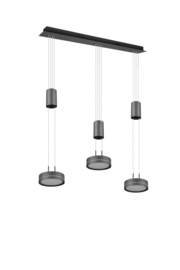 Trio lighting hanglamp Franklin led, 3-lichts antraciet met switch dimmer