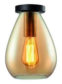 Freelight plafondlamp Dorato, 1-lichts zwart met amber glas