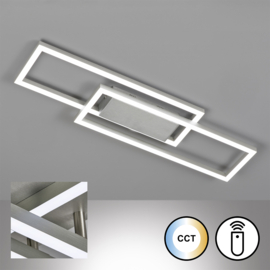 Fischer & Honsel plafondlamp Seth led, geborsteld aluminium 98 cm incl. afstandsbediening
