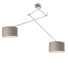 Qazqa  hanglamp Blitz 11, stoffenkap taupe