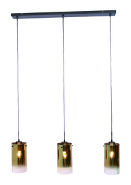 Hanglamp Ventotto,  3-lichts zwart met goud kleurig glas